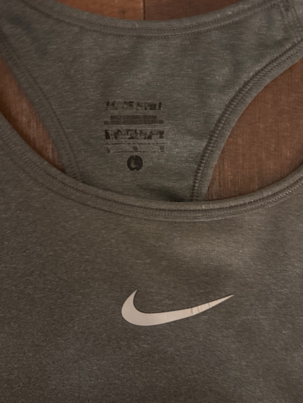 Nike Gray Dri-FIT Racerback Sports Bra with White Swoosh - Picture 2 of 3
